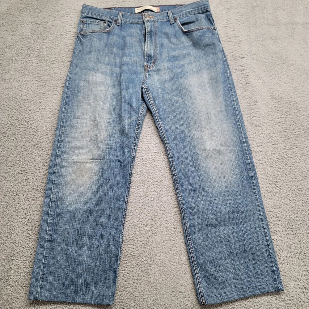 Levis Jeans Mens 38x29* Blue Denim 559 Relaxed Straight Leg Baggy Y2K Distressed